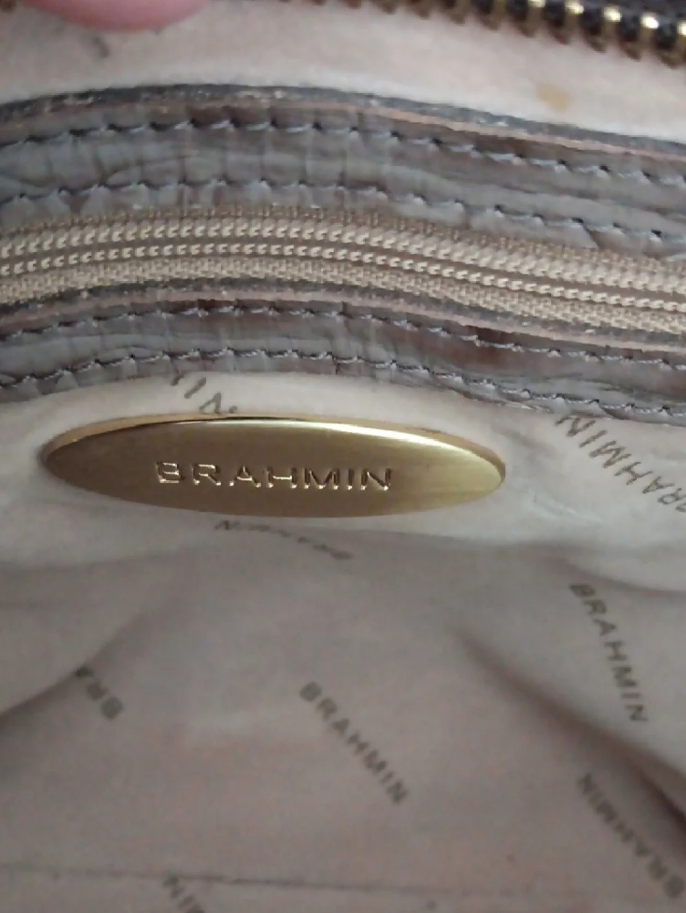 Brahmin Brown and Black Croc-Embossed Leather Satchel with Tassel - Picture 11 of 11